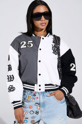 NOT YOUR BABE EMBROIDERED BOMBER
