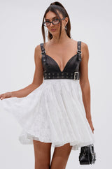 EDGY WITH A BOW ON TOP MINI DRESS