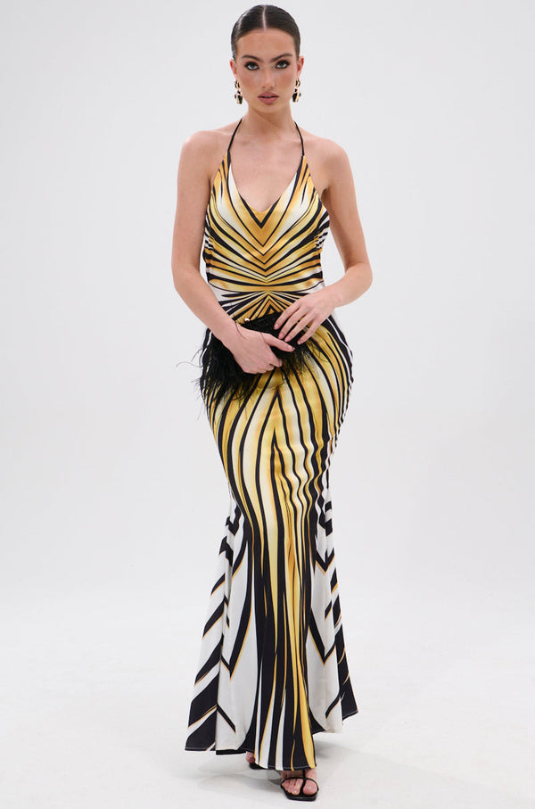 COVER STAR PRINTED SATIN MIDI DRESS