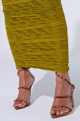 MAYBE NEXT TIME RUCHED MAXI SKIRT IN OLIVE