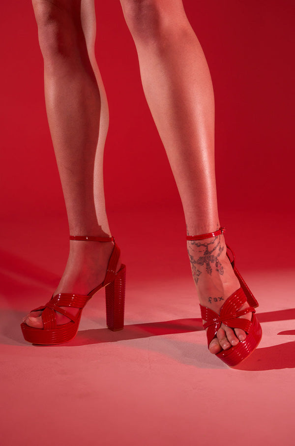 AZALEA WANG RED STRAPPY PLATFORM SANDAL