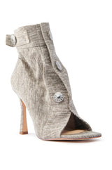 AZALEA WANG TANDY GREY DENIM OPEN TOE BOOTIE