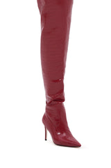 AZALEA WANG TARRANT RED STILETTO BOOT WITH WESTERN TOPLINE