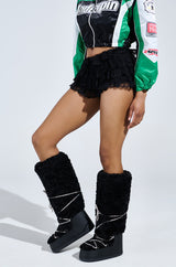AZALEA WANG TAYTON BLACK KNEE HIGH FURRY BOOT
