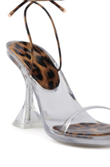 AKIRA TINKER LEOPARD LACE UP CHUNKY SANDAL