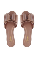 TIZZY NUDE BOW SLIP ON FLAT SANDAL