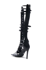 AZALEA WANG UNDERWOOD BLACK GLADIATOR STILETTO SANDAL