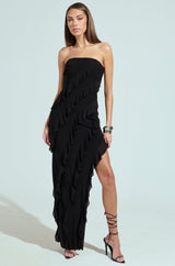 ELLA MESH BLACK TUBE DRESS