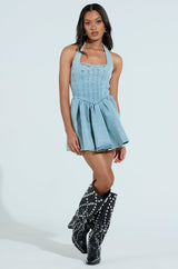 DAINTY DENIM MINI DRESS