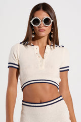 SAIL AWAY WITH ME BUTTON DOWN TOP