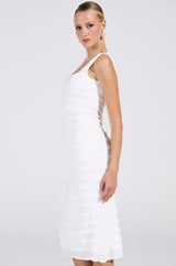 BETTER BELIEVE IT TEXTURED MIDI DRESS IN WHITE