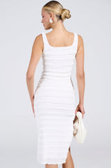 BETTER BELIEVE IT TEXTURED MIDI DRESS IN WHITE
