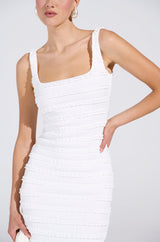 BETTER BELIEVE IT TEXTURED MIDI DRESS IN WHITE