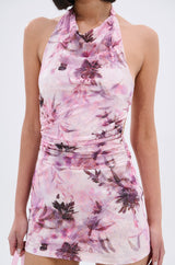 BAD HABITS VELVET PRINTED MINI DRESS