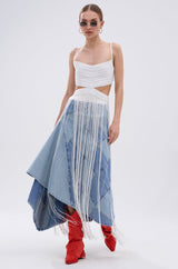 RODEO READY FRINGE MAXI DRESS IN WHITE