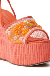 AZALEA WANG VONDA ORANGE WEDGE SANDAL