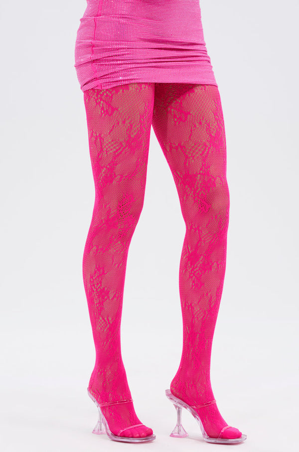 FUSCHIA ALL OVER LACE TIGHT