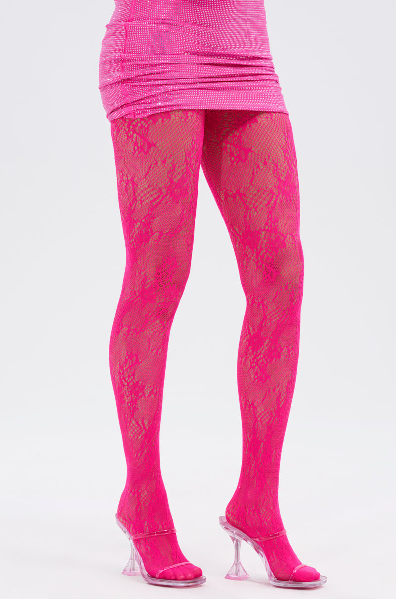 FUSCHIA ALL OVER LACE TIGHT