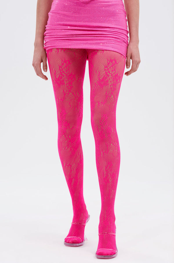 FUSCHIA ALL OVER LACE TIGHT