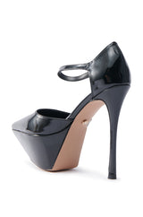 AZALEA WANG YASINA BLACK PATENT PUMP STILETTO