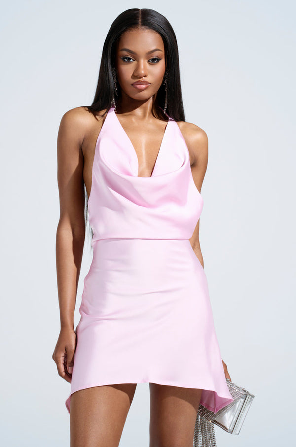 DOLLY SATIN MINI DRESS IN LIGHT PINK