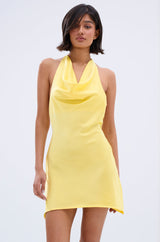 DOLLY SATIN MINI DRESS IN YELLOW