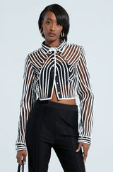 EVA LONG SLEEVE BUTTON DOWN STRIPED SHIRT