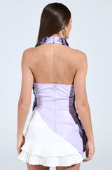 CATCH ME NEXT TIME BROCADE HALTER TOP