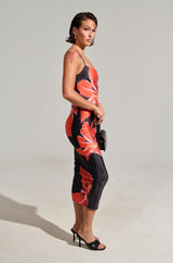 SUMMER LOVIN FLORAL SATIN MIDI DRESS