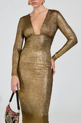 I GOT WHAT YOU LIKE METALLIC MAXI DRESS