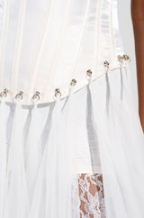 MARRIED TO THE GAME CORSET TOP IN WHITE
