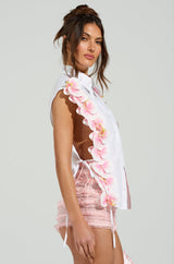 FLOWER POWER BUTTON DOWN TOP