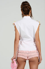 FLOWER POWER BUTTON DOWN TOP