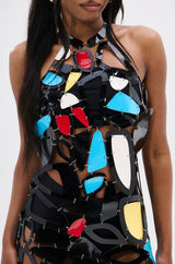 A MASTERPIECE GEOMETRIC MINI DRESS