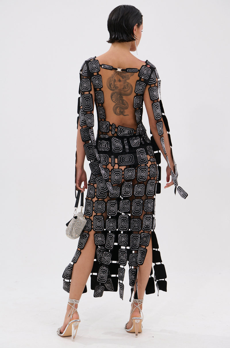 ONLY ONE OF ME RHINESTONE MIDI DRESS