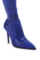 AZALEA WANG ZOFIA BLUE SNAKESTILETTO BOOT