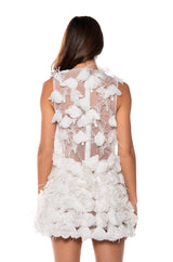 LUCINDA FEATHERED FLOWERS MINI DRESS