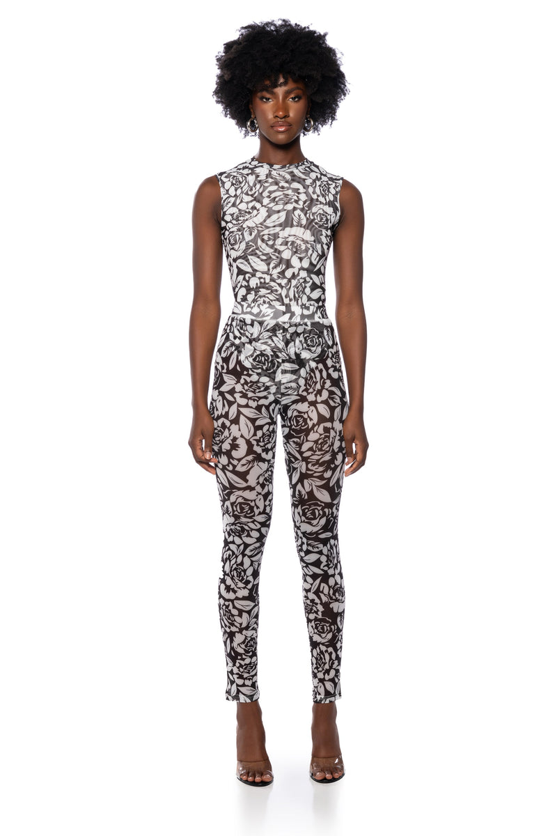A LUXURIOUS DAY MESH MOCK NECK BODYSUIT