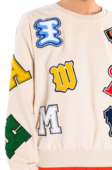 ABCDEFU PATCHWORK CREW NECK PULL OVER