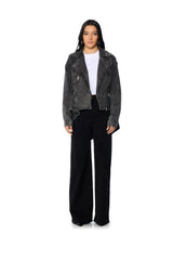 ABOUT THAT TIME DENIM PEPLUM MOTO JACKET