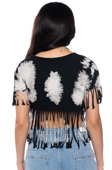 AC DC CROPPED FRINGE TSHIRT