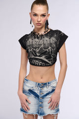 ACDC OPEN TIE BACK CROPPED T SHIRT