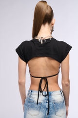 ACDC OPEN TIE BACK CROPPED T SHIRT