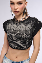 ACDC OPEN TIE BACK CROPPED T SHIRT