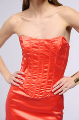 ACTIN BRAND NEW SATIN MINI DRESS IN ORANGE