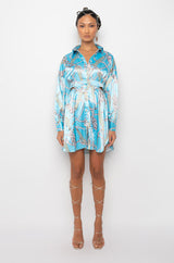 ADDICTED TO YOU FIT AND FLARE BUTTON UP MINI DRESS