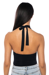 ASH HALTER NECK MESH DETAIL BODYSUIT