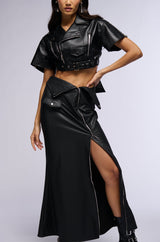 AFTER HOURS FRONT ZIP FAUX LEATHER MAXI SKIRT