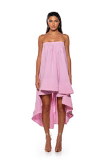 ALEX STRAPLESS HIGH LOW DRESS IN PINK