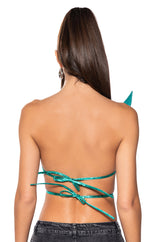 ALIEN SUPERSTAR DRAMATIC METALLIC HALTER TOP